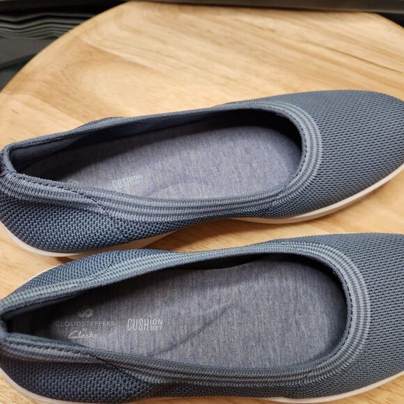 Clarks Cloudsteppers Step Rose Fern – Women’s 9W | Blue Slip-On Wedge - Picture 7 of 9